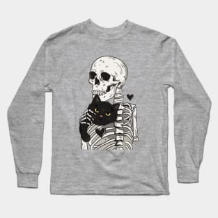 Skeleton and cat Long Sleeve T-Shirt